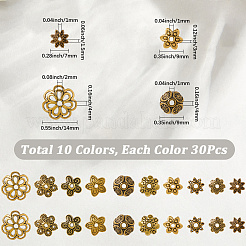 300 pz 10 stili tappi di perline in lega di stile tibetano&nbsp;TIBE-SP0001-24