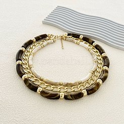 Halsketten aus gebogenem Harzrohr und gedrehter Kette aus Kunststoff und Legierung&nbsp;NJEW-Q038-02G
