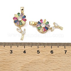 Pendentifs rotatifs en laiton sertis de micro-pavés de zircone cubique&nbsp;KK-A287-11D-G