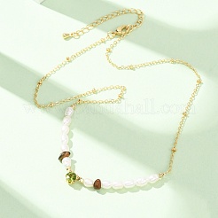 Colliers de perles naturelles œil de tigre et perles de riz naturelles&nbsp;GG-CBA3297-15G-A