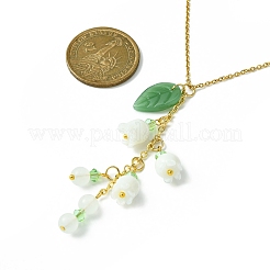 Collier pendentif fleur de vie en verre avec chaînes en acier inoxydable 304 pour femme&nbsp;NJEW-JN04433
