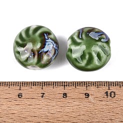 Cuentas de porcelana vintage hechas a mano con diseño de espiral de molino de viento&nbsp;PORC-N013-19-06