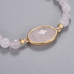 Natürliche Rose Quarz geflochtene Perlen Armbänder&nbsp;BJEW-JB04210-01