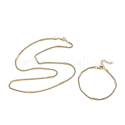 Set aus Halskette und Armband aus Edelstahl 304 mit Weizenkette&nbsp;SJEW-D091-13G