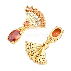 Pendentifs avec zircon cubiques à micro-pavés en laiton&nbsp;KK-K340-53G-03