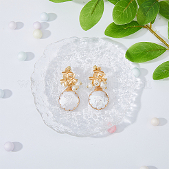 1 paire de boucles d'oreilles pendantes en perles de coquillage&nbsp;EJEW-FI0002-22A