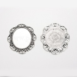 Oval tibetischer Stil Legierung Fassungen für Cabochon&nbsp;PALLOY-K109-78AS-RS