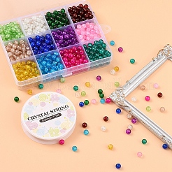 900pcs 12 Farben sprühlackierte Knisterglasperlenstränge&nbsp;CCG-YW0001-10