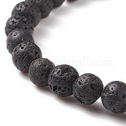 Stretch-Armband mit natürlichen Lavasteinen und Edelsteinperlen&nbsp;BJEW-JB08531