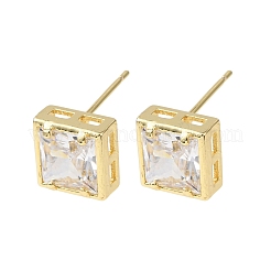 Latón micro pave aretes de circonita cúbica transparente&nbsp;EJEW-C174-02B-G