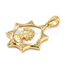 Pendentifs en laiton de placage de rack avec zircone cubique&nbsp;KK-M258-15G