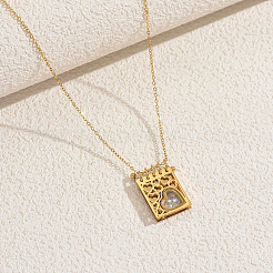 Colliers en acier inoxydable avec pendentif en forme de cœur creux et pavé de zircones cubiques transparentes&nbsp;WV7130