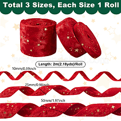 3 rouleau de ruban de velours polyester étoile 3 styles&nbsp;OCOR-GA0002-52B