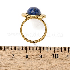 Bagues ovales en lapis-lazuli naturel&nbsp;RJEW-M063-01G-17