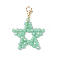 4 pendentif étoile en verre galvanisé 4 couleurs&nbsp;HJEW-TA00411