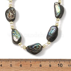 Halsketten aus natürlichen Abalone-/Paua-Muscheln und Perlen&nbsp;NJEW-JN06377