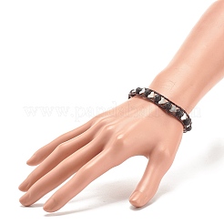 Bracciale con perline intrecciate a cuore in pietra lavica naturale e lega&nbsp;BJEW-JB08302