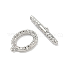 Ovale Knebelverschlüsse aus Messing mit Mikropavé-Fassung aus klaren Zirkonia&nbsp;KK-G548-25P
