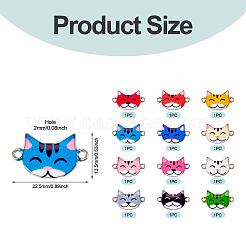 12 Stück 12 Farben Legierung Emaille Kätzchen Verbinder Charms&nbsp;FIND-TA0008-95