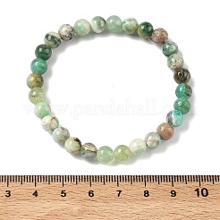 Bracelets extensibles ronds en jaspe vert naturel pour femmes&nbsp;BJEW-F535-02A