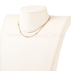 Cadenas de bordillo de latón collares de doble capa&nbsp;NJEW-JN03122