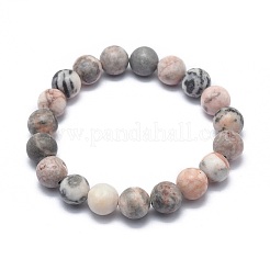 Bracciali elasticizzati con perle di diaspro naturale zebra&nbsp;X-BJEW-K212-B-035