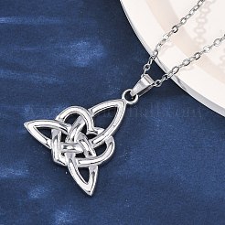 Collane con ciondolo in acciaio inossidabile 304 con nodo della Trinità&nbsp;NJEW-H059-02P
