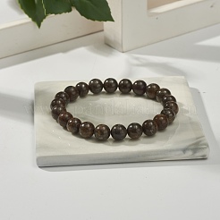 Pulsera elástica de cuentas de broncita natural de 9 mm para hombres y mujeres&nbsp;BJEW-JB07236