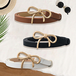 3 Stück 3 Farben Legierung Bowknot PU Leder Kettengürtel für Frauen&nbsp;AJEW-CL0001-14B