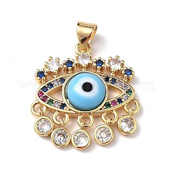 Pendentifs mauvais œil au chalumeau avec zircone cubique colorée&nbsp;ZIRC-L102-13G-05