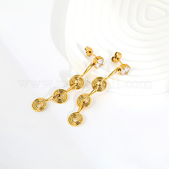 Boucles d'oreilles pendantes en acier inoxydable 304 serties de micro-pavés de zirconiums cubiques transparents pour femmes&nbsp;WG1629B-01
