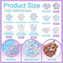 180 pièces 6 styles de capuchons de perles en acrylique&nbsp;OACR-TA0004-44