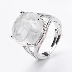 Anneaux de doigt en cristal de quartz naturel réglable&nbsp;RJEW-F075-01G