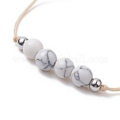 Set di braccialetti intrecciati con perline intrecciate in howlite sintetica a 3 pezzi&nbsp;BJEW-JB09334-10