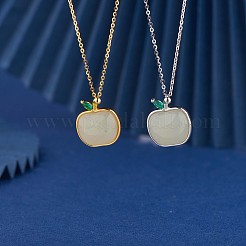 Collier pendentif pomme en jade blanc naturel anti-ternissement hetian&nbsp;JN1079A