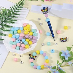 Kits de accesorios para hacer joyas con cuentas redondas de silicona y mariposas y rhinestone de latón para manualidades&nbsp;DIY-SZ0010-31