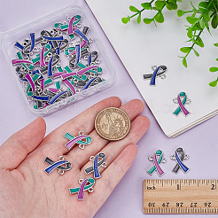 40 Stück 2 Farben zweifarbige Legierung Emaille Bewusstseinsband Verbinder Verbinder Charms&nbsp;ENAM-WR0001-16