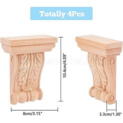 Natürliches Massivholz geschnitzt Onlay Applique Handwerk&nbsp;WOOD-WH0104-39