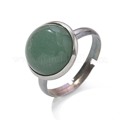 Anelli per dita in avventurina verde naturale semi-tonda&nbsp;X-RJEW-M062-01P-21