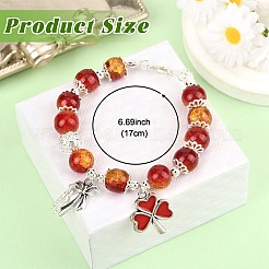 Bracelets à breloques en alliage émaillé avec trèfle&nbsp;BJEW-YW00008