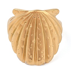 Ionenplattierung (IP) 304 Edelstahl Muschelform offene Manschettenringe für Frauen&nbsp;LS-RJEW-Z057-01G