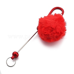 Schlüsselanhänger mit Pompom-Ball aus Aluminiumlegierung&nbsp;HJEW-Q001-01C