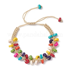 Flache runde synthetische türkisfarbene Heishi-Perlen geflochtene Armbänder für Männer und Frauen&nbsp;BJEW-JB12162