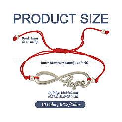 Set di 10 braccialetti Infinity in lega a 10 colori con speranza&nbsp;BJEW-TAC0008-02