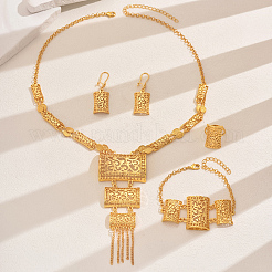 Elegante Legierung hohle Rechteck Armbänder & Ohrringe & Halsketten & Ringe Sets für Frauen&nbsp;DK5733