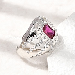 Anillos abiertos de latón con micropavé de circonitas cúbicas para mujer&nbsp;RJEW-L343-03P-05
