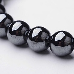 Elastisches Armband aus synthetischem Hämatit mit runden Perlen&nbsp;BJEW-F203-10