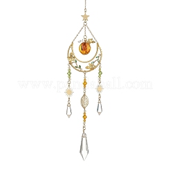 Atrapasueños de latón con forma de sol&nbsp;HJEW-TA00497