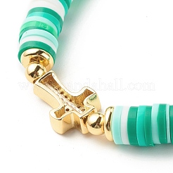 Bracciale elasticizzato con perline heishi in argilla polimerica da donna&nbsp;BJEW-JB07207-05
