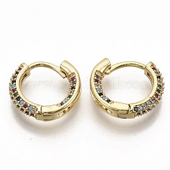 Orecchini a cerchio in zirconi colorati con micro pavè di zirconi colorati&nbsp;EJEW-S208-060